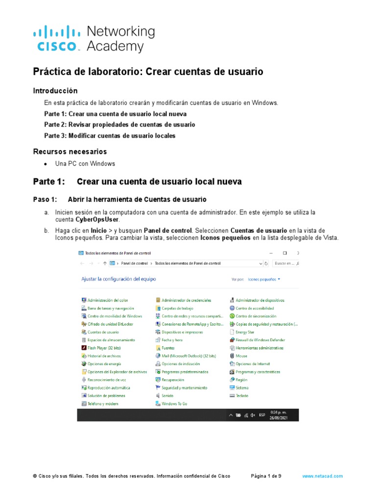 2.2.1.10 Lab - Create User Accounts | PDF | Ventana (informática ...