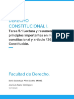 Tarea 5.1 Lectura y Resumen de Principios Importantes en Material Constitucional y Artículo 136 de La Constitución.