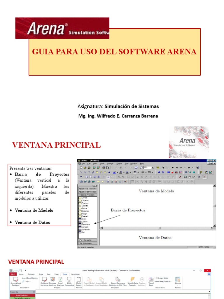 Guía de Uso del Software Arena | PDF | Simulación | Ventana (informática)