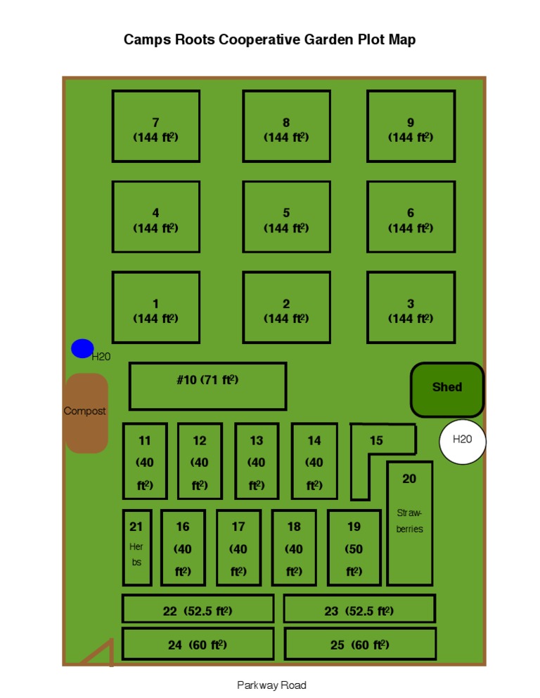 Map of The Campus Roots Community Garden Plot Layout | PDF | Gardens ...