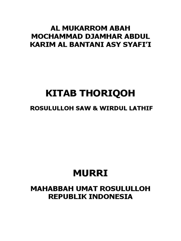 Kitab thoriqoh wirdul lathif pdf