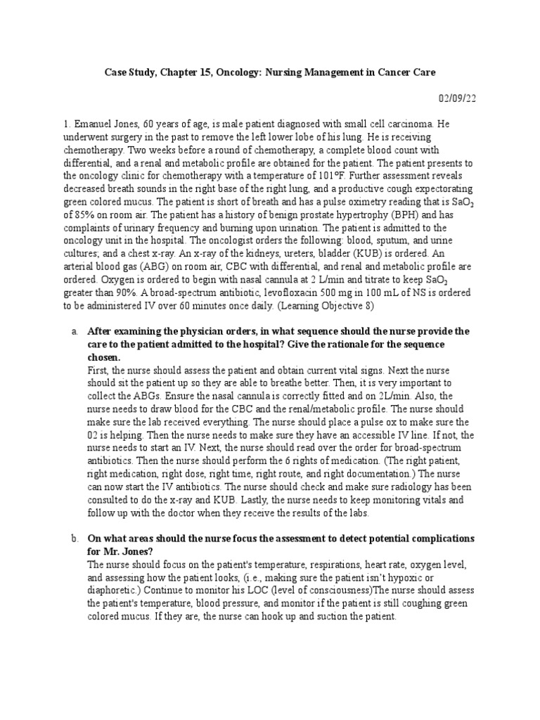 Scribd 020922 Case StudyOncology A&k PDF Chemotherapy Cancer