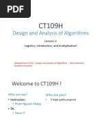 Design and Analysis of Algorithms: Logistics, Introduction, and Multiplication!