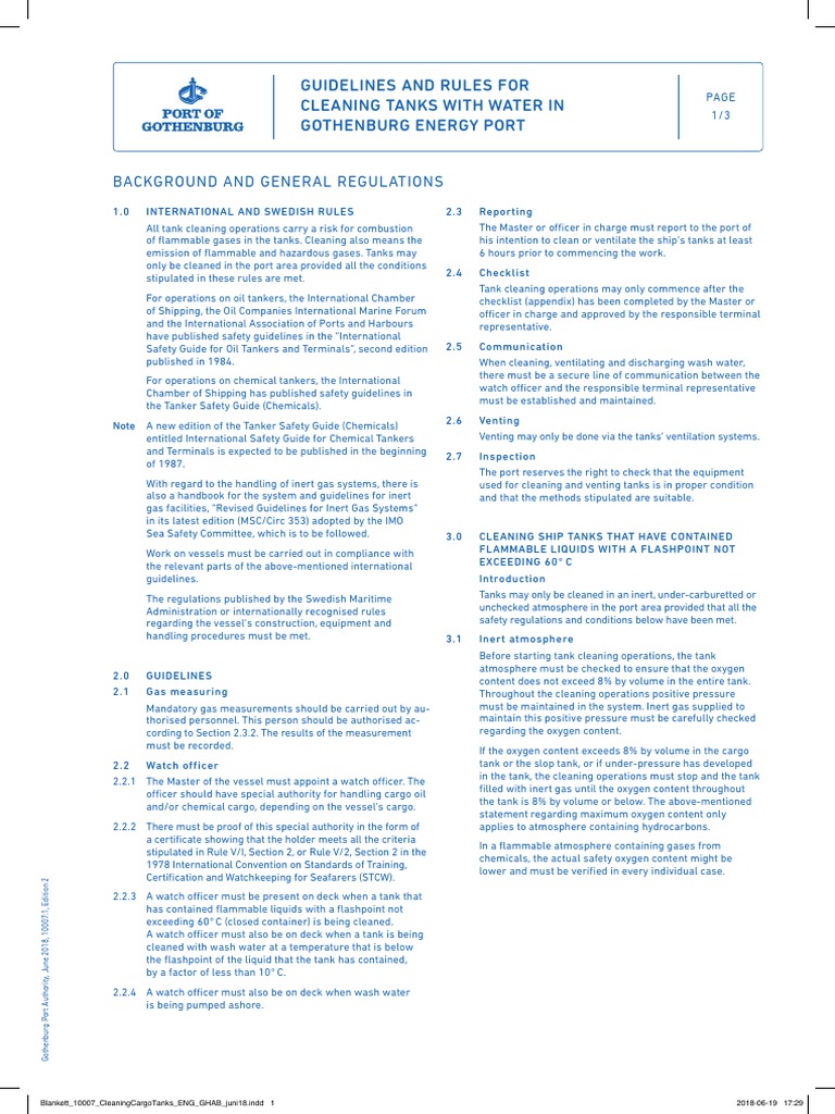 Checklist For Cleaning Cargo Tanks | PDF | Oil Tanker | Water