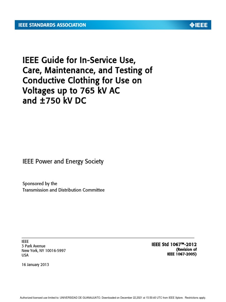 IEEE Guide For In-Service Use, Care, Maintenance, and Testing of