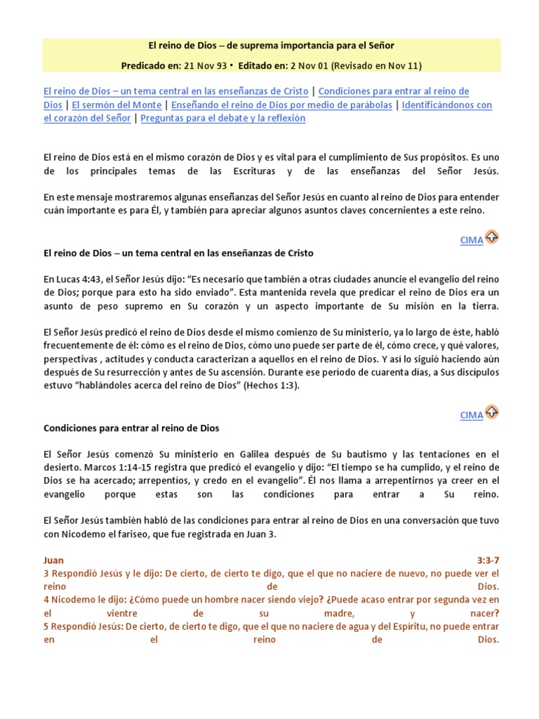 Importancia del Reino de Dios en Cristo | PDF | Jesús | Reinado y reino ...