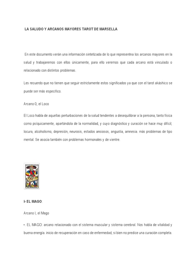 Arcanos Mayores y Salud en el Tarot | PDF | Depresión (estado de ánimo ...