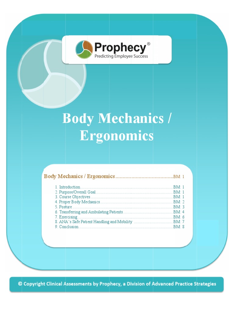 Body Mechanics Ergonomics PDF Anatomical Terms Of Motion Balance