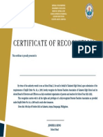 Certificate of Recognition: This Certificate Is Proudly Presented To