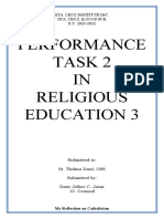 Performance Task 2 IN Religious Education 3: Sta. Cruz Institute Inc. Sta. Cruz, Ilocos Sur S.Y. 2021-2022