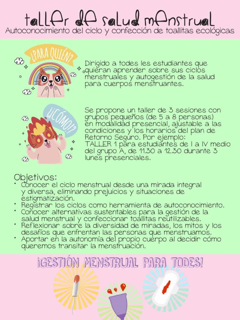 Taller salud menstrual 3 sesiones | PDF | Menstruación | Ciclo menstrual