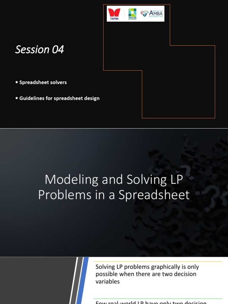 Guidelines for Effective Spreadsheet Modeling and Solving Linear ...