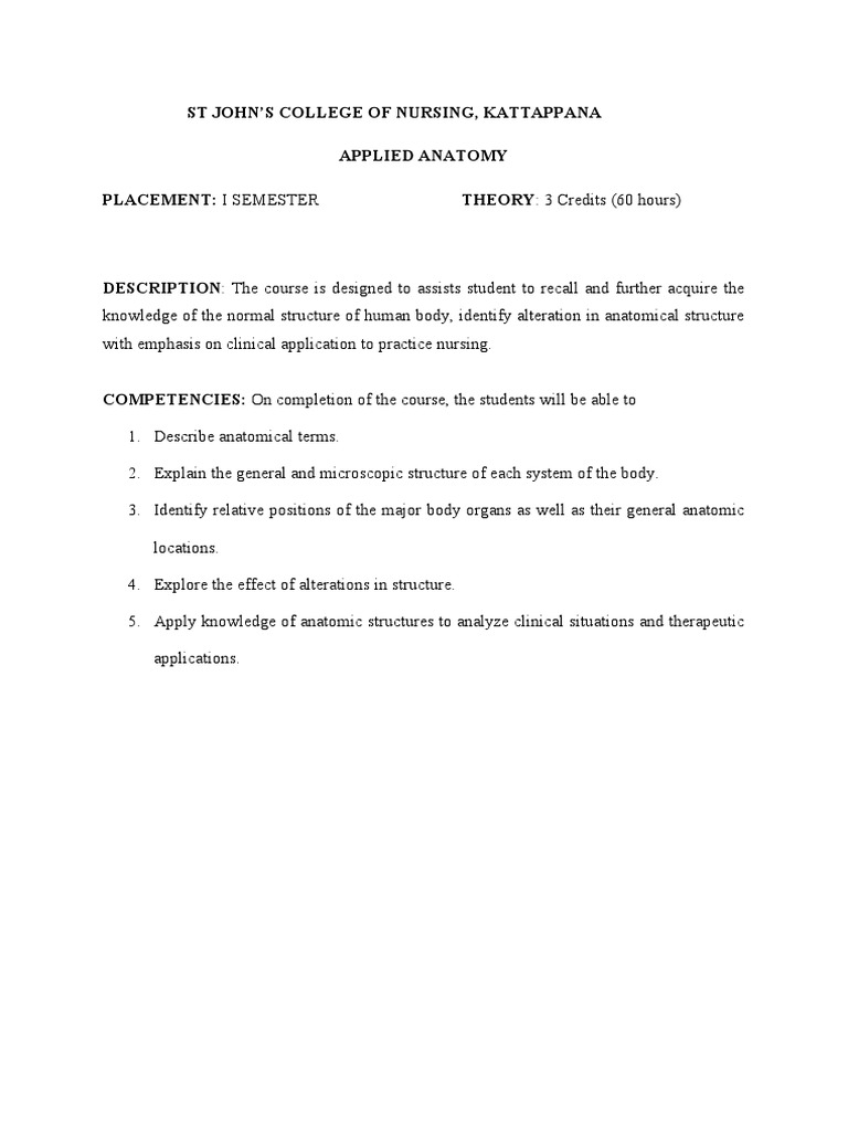 Applied Anatomy for Nursing Students A Guide to the Structure and