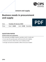 Business Needs in Procurement and Supply