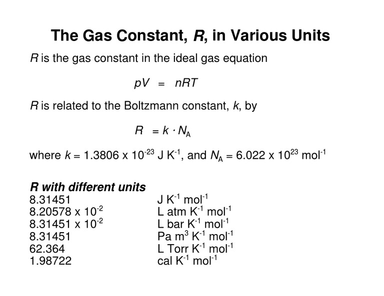 Gas Constant Units | PDF