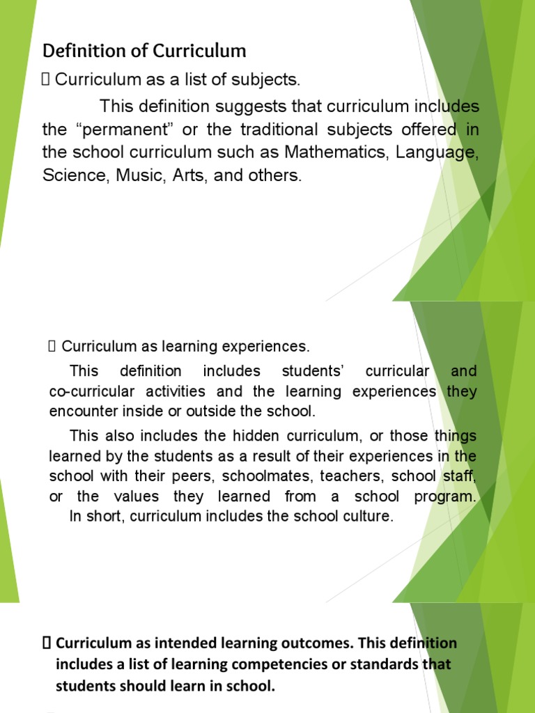 Definition Of Curriculum PDF Curriculum Learning