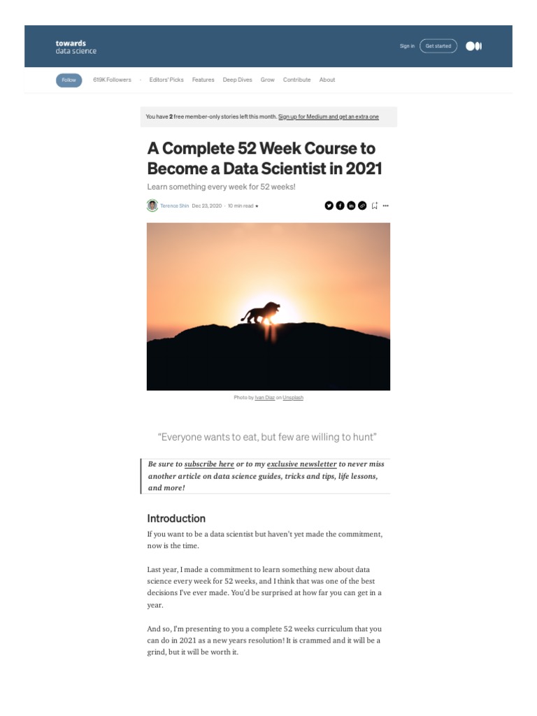 52-Week Data Science Curriculum 2021 | PDF | Integral | Vector Space