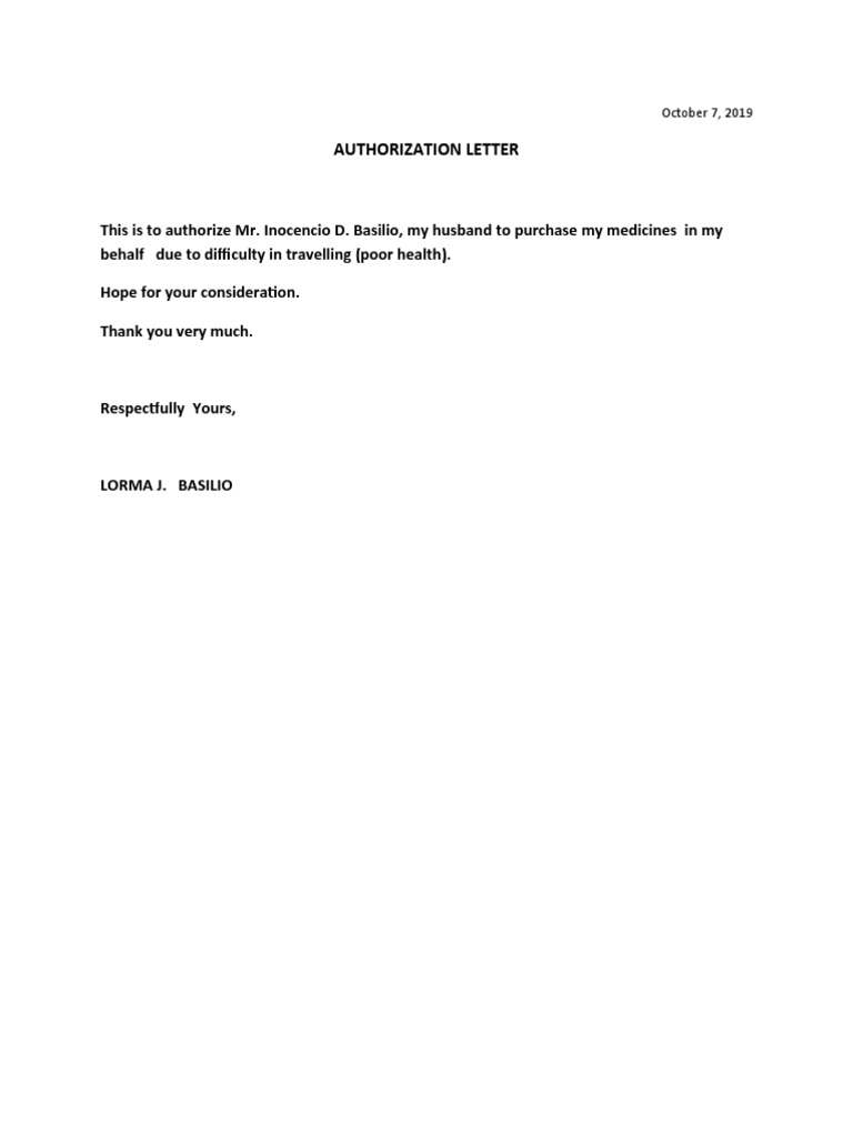 Authorizaton Letter LINDA22 | PDF