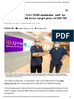 Brokers' Take - CGS-CIMB Maintains 'Add' On Q&M Dental With Lower Target Price of S$0.785, Companies & Markets - THE BUSINESS TIMES