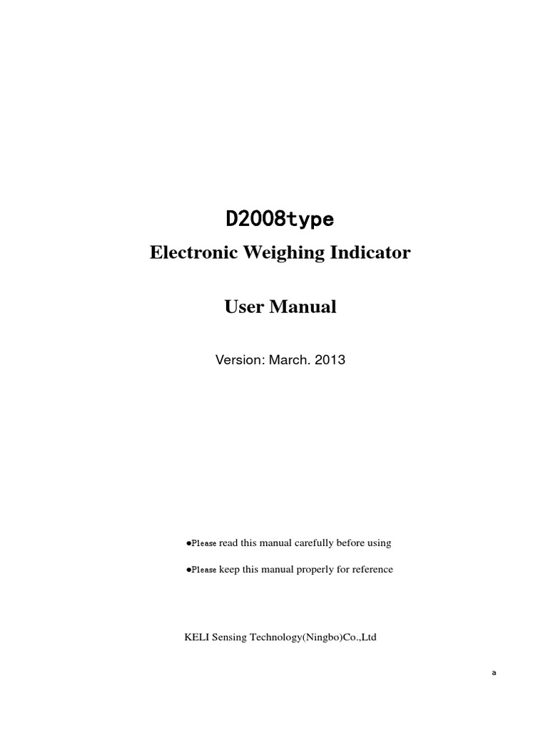 D2008 Electronic Weighing Indicator Manual | PDF | Weight | Vehicle ...