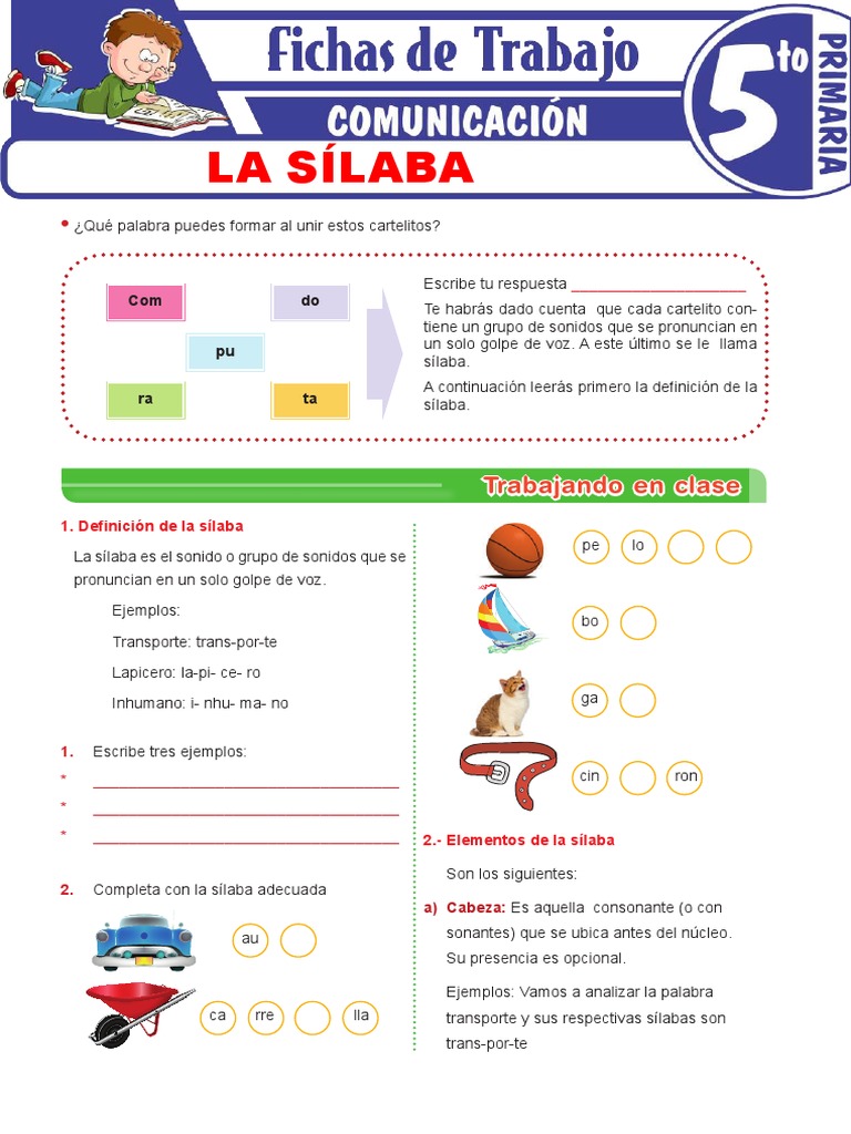 La Sílaba para Quinto Grado de Primaria | PDF | Sílaba | Fonología