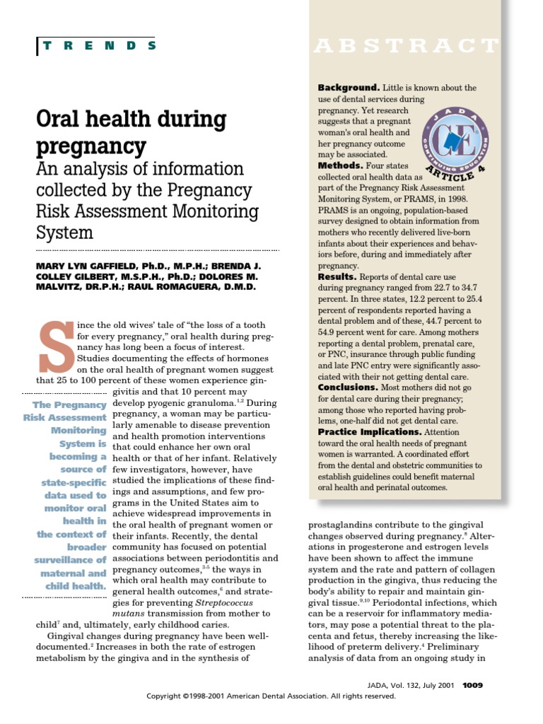 Oral Health During Pregnancy An Analysis of Information Co PDF