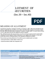 Allotment of Securities: (Sec.39 - Sec.40)