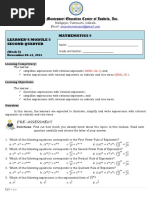 Module in Mathematics 9 Week 5 Second Quarter