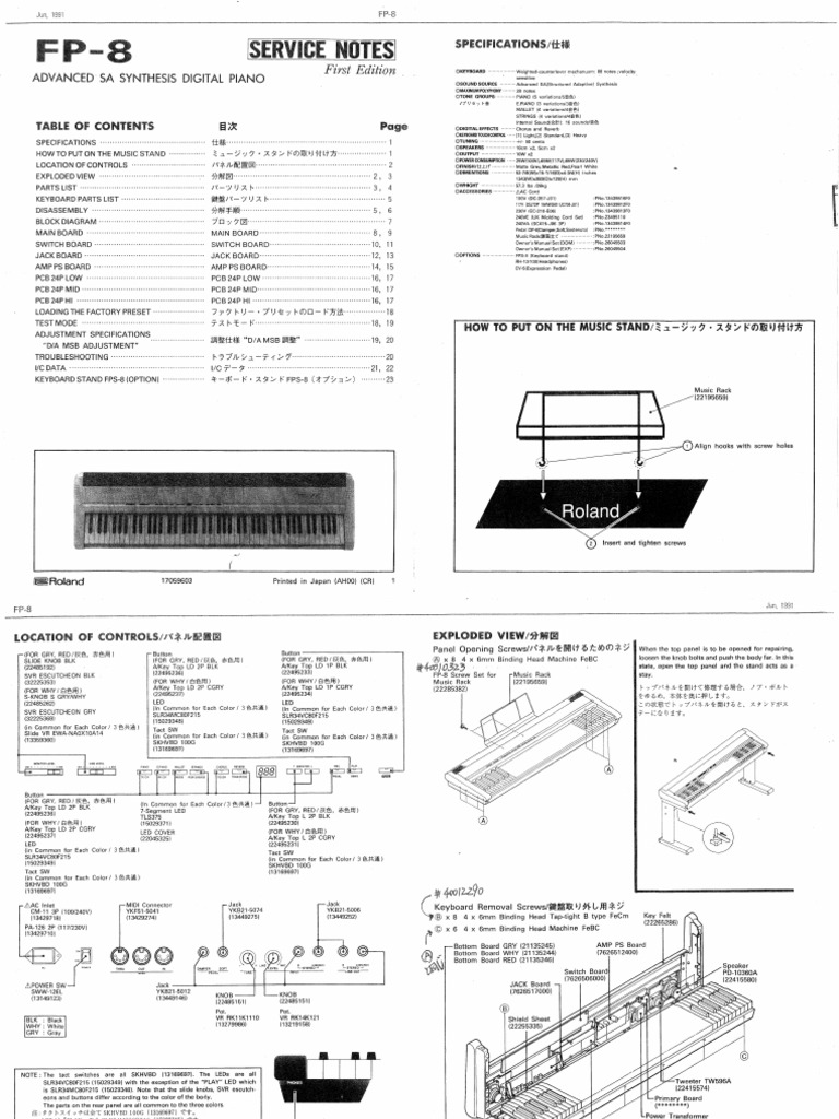 Roland FP 8 Service Manual | PDF
