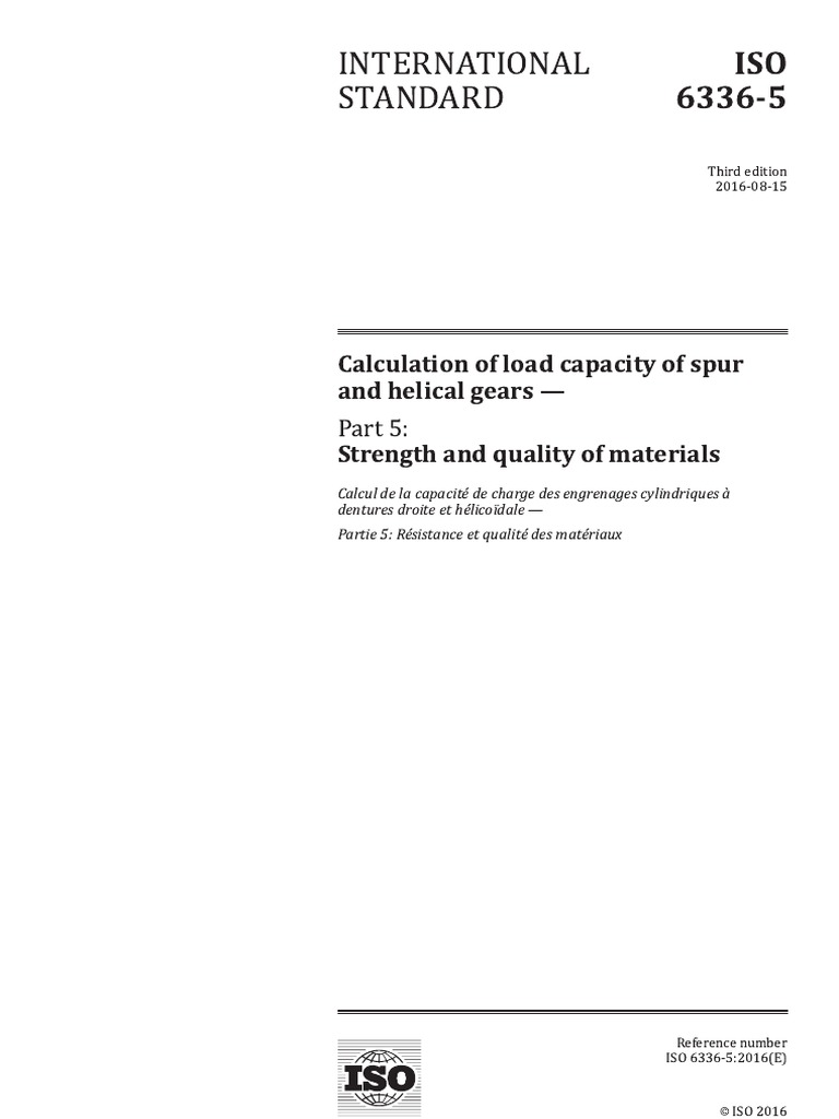 Iso 6336 5 2016 | Download Free PDF | International Organization For ...