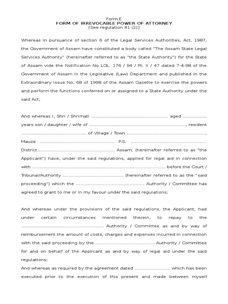 Power of Attorney Form | PDF | Lawyer | Justice