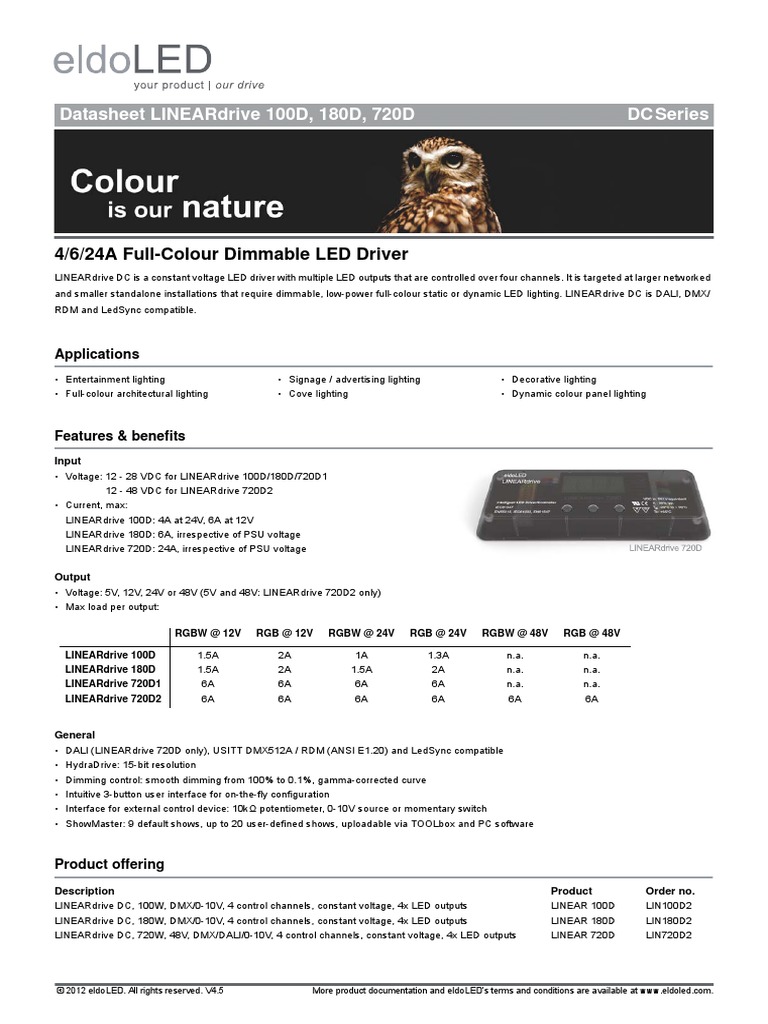 Datasheet LINEARdrive 100D 180D 720D V4 5 PDF Power Supply
