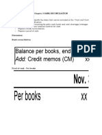 Balance Per Books, End. XX XX: Add: Credit Memos (CM)