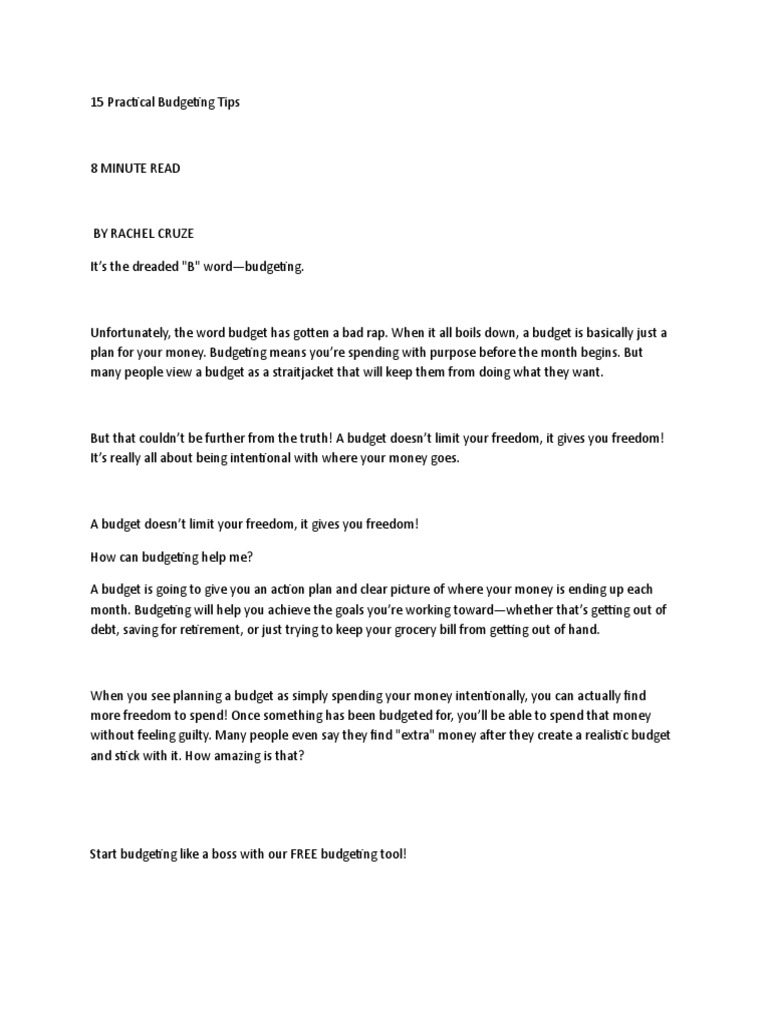 15 practical budgeting tips pdf credit card budget