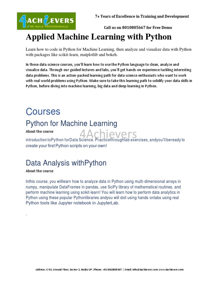 Applied Machine Learning With Python | PDF | Python (Programming ...