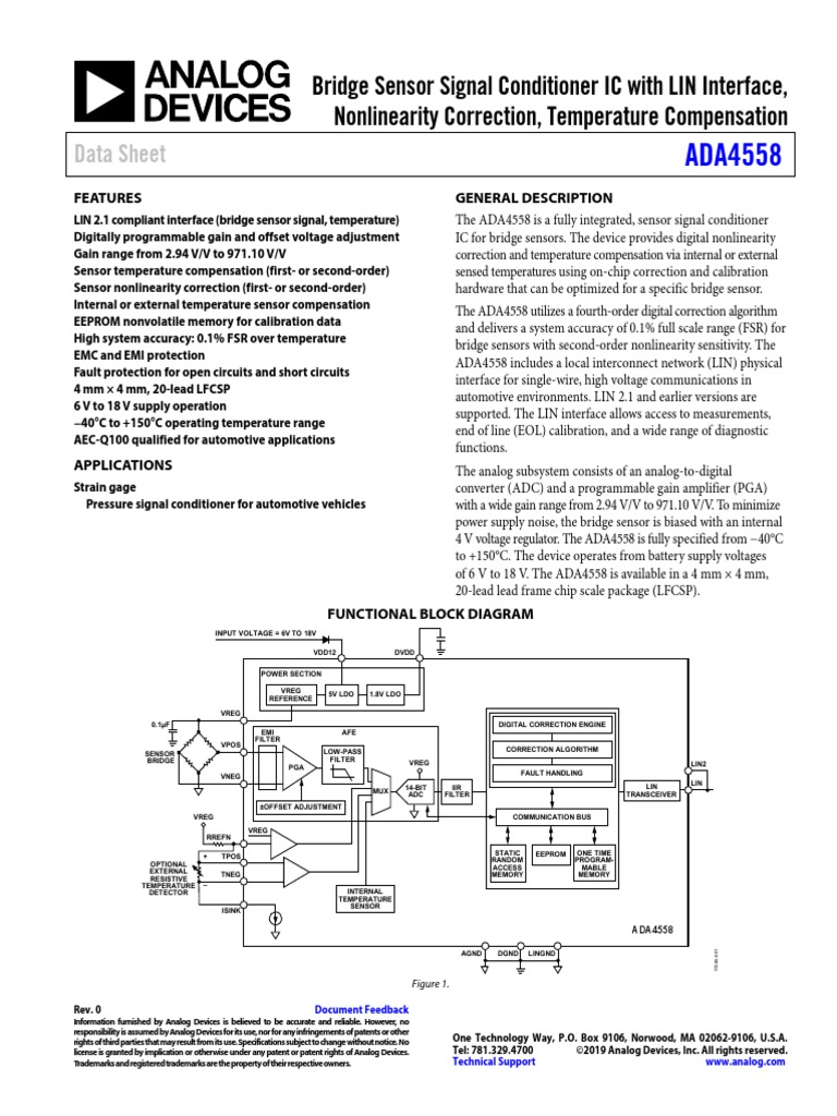 Bridge Sensor Signal Conditioner IC With LIN Interface,