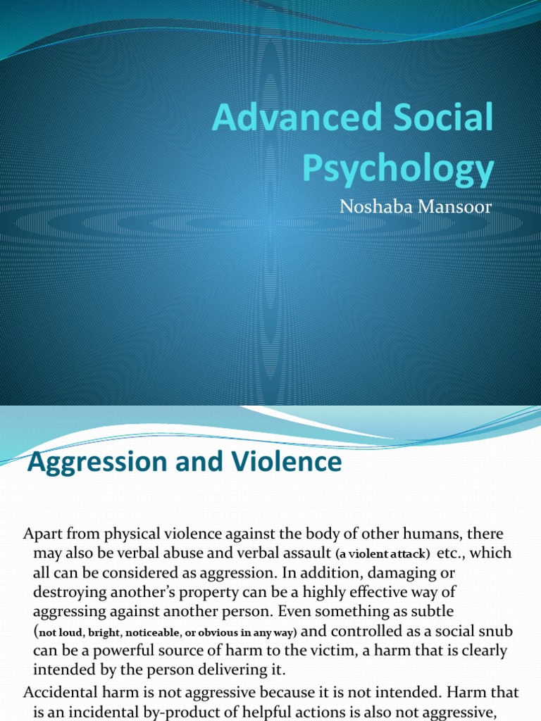 Adv. Social Psy Aggression and Violence | PDF | Aggression | Violence
