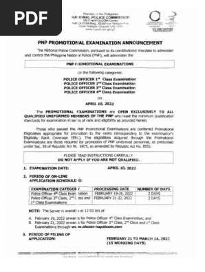 PNP Promotional Exam