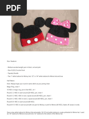 Mickey Minnie hat pattern