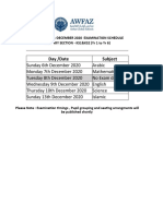 Day /date Subject: End of Term 1-December 2020 Examination Schedule Primary Section - Ks1&Ks2 (Yr 1 To Yr 6)