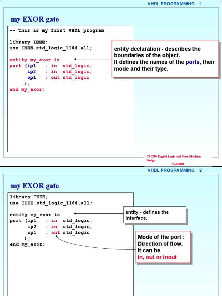 VHDL EXOR Gate Programming Guide | PDF | Vhdl | Information Age