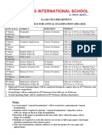 Class-Vii (Checkpoint) Time Table For Annual Examination (2021-2022)