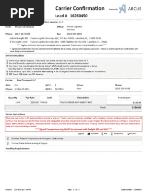 Rate Confirmation 16260450