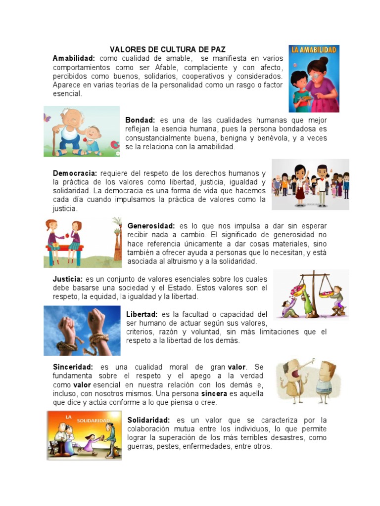 Valores de Cultura de Paz | PDF | Justicia | Crimen y violencia