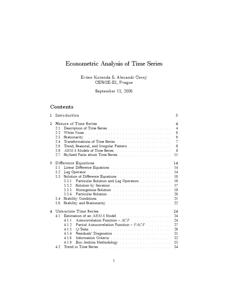 Lecture Notes Part1 | PDF | Stationary Process | Time Series
