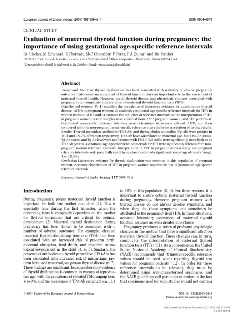 Evaluation of Maternal Thyroid Function During Pregnancy: The ...