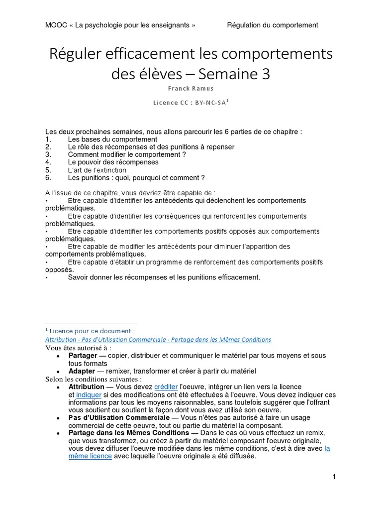 Régulation des comportements en classe | PDF | Comportement | Psychologie