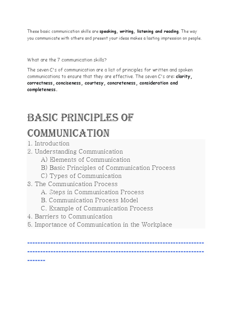 Basics of Effective Communication Skills | PDF | Communication ...
