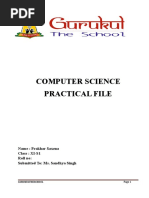 Computer Science Practical File: Name: Prakhar Saxena Class: XI-S1 Roll No: Submitted To: Ms. Sandhya Singh