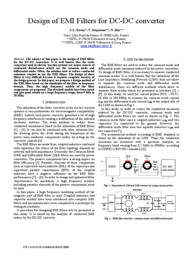 Design of EMI Filters For DC-DC Converter | PDF | Inductor | Electronic ...